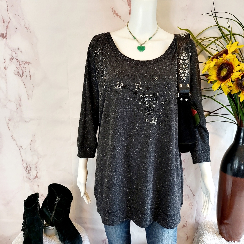 Lane Bryant pretty embellished 3/4 sleeve sweater